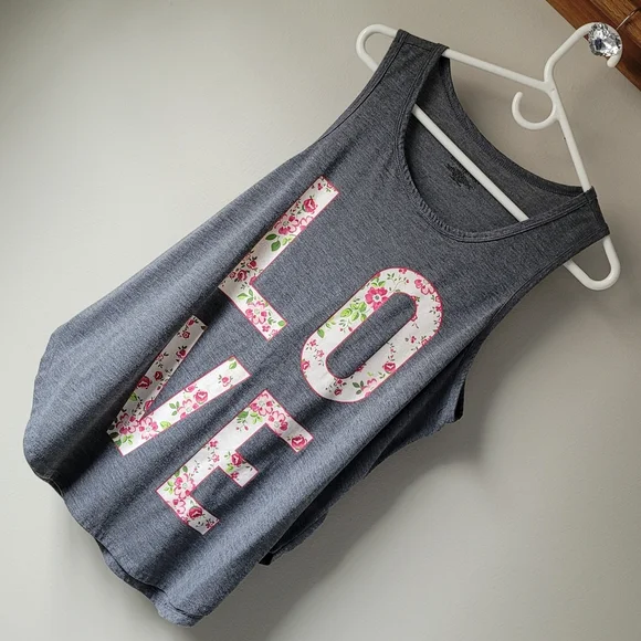 Love Floral Tank Top BOBBIE BROOKS Women's XL - Picture 6 of 6